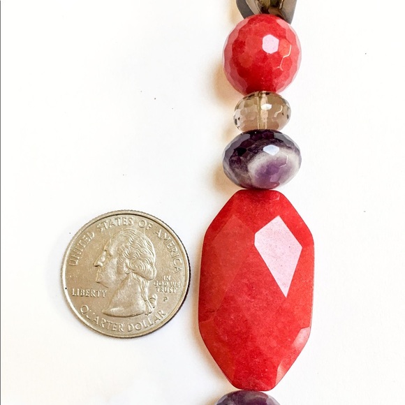 ABEL Necklace Raspberry Quartz Multi-Stone 30” Sterling Silver Lapis V.GOOD COND - Picture 4 of 6